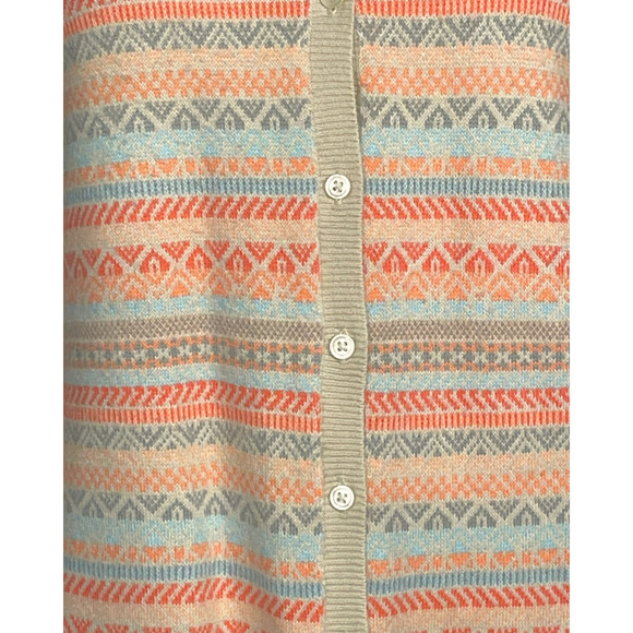 3-FOR-$30 Croft & Barrow Sz M Knit Cardigan Sweater Fair Isle Striped Peach - Picture 6 of 8